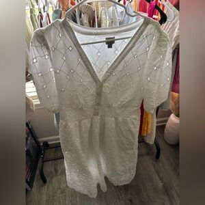 White Puff Sleeve Midi Dress